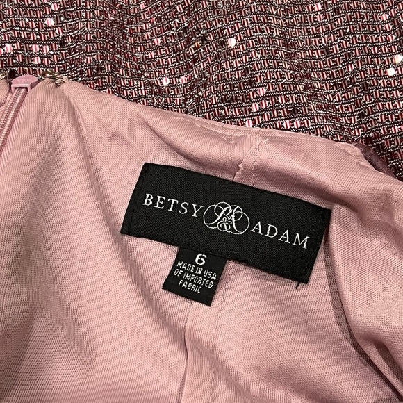 Adam Pink Sequin Maxi Gown Spaghetti Strap Prom - Picture 10 of 13